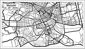 Nairobi Kenya City Map iin Black and White Color. Outline Map