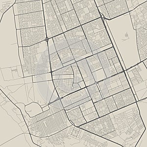 Najaf map, city in Iraq. Streetmap municipal area photo