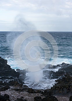 Nakalele Blowhole on north coast of Maui erupts