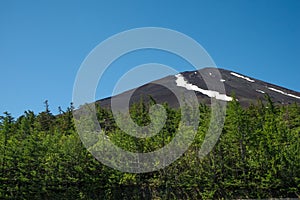 Naked Dark Fuji mountain in summer.