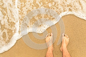 Naked feet at the Beach - Barefeet nature Background photo