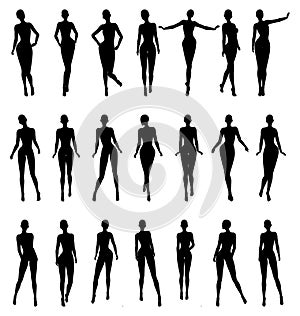 Naked Female Silhouette Fashion Model Pose Set photo