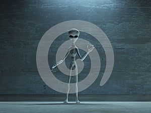 Naked gray alien being