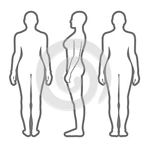 Naked standing woman silhouette