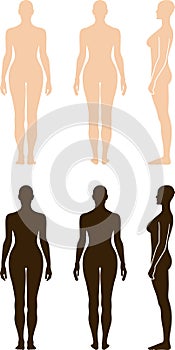 Naked standing woman vector sihouette