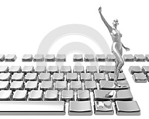 Naked women on keyboard isolated on