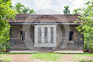 Ho Chi Minh`s memorial house, wooden guesthouse in Thai-Vietnamese Friendship Village in Nakhon Phanom, Thailand