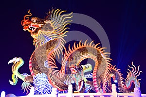 Nakhon sawan cityThailand Tourists come to visit the Chinese New Year Lantern Festival, Dragon Chinese New Year, Chinese Dragon