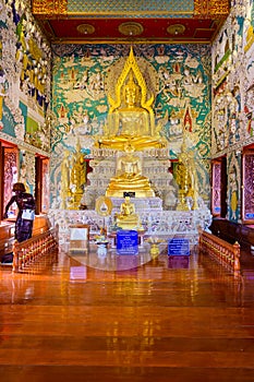 NAKHON SAWAN, THAILAND - January 25, 2020 : Buddha Statue with Beautiful Thai Style Art at Sriutumpron Temple