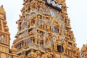 Details of the Gopuram tower at the entrance to the Nallur Kandaswamy temple Kovil - Jaffna Sri Lanka