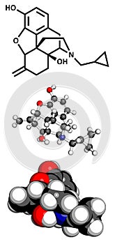 Nalmefene alcoholism treatment drug, molecular model