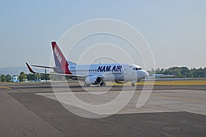 NAM Air flight is seen moving on airport runway in Indonesia