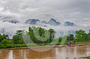 Nam Song river in Vang Vieng, Lao