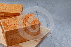 NAMA Shokupan or japanese bread loaf on wooden board photo
