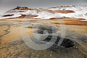 Namaskard geothermal active volcanic area in North West Iceland