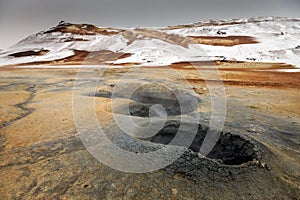 Namaskard geothermal active volcanic area in North West Iceland photo