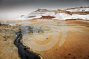 Namaskard geothermal active volcanic area in North West Iceland photo