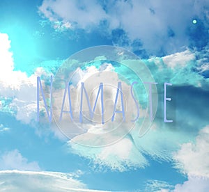 Namaste, angelic cloud in shades of blue and white