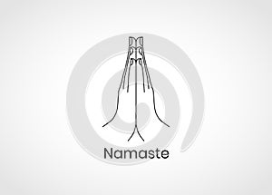 Namaste hands gesture line icon.