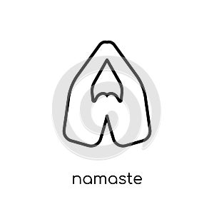 Namaste icon. Trendy modern flat linear vector Namaste icon on w