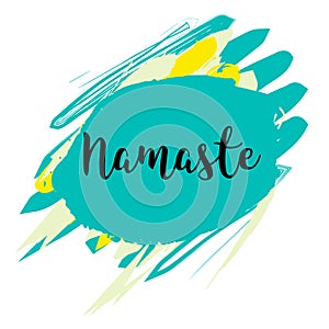 Namaste lettering card . Hello in hindi. Ink illustration.