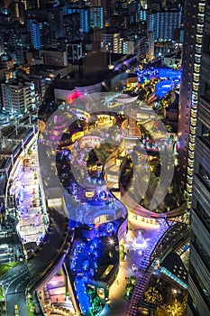 Namba parks top view, Osaka, Japan with City skyline