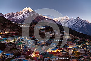 Namche Bazaar aerial view, Everest trek, Himalaya, Nepal.