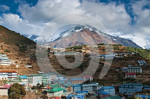 Namche Bazaar in the evening photo