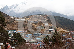 Namche Bazaar panorama, Everest trail, Himalayas, Nepal