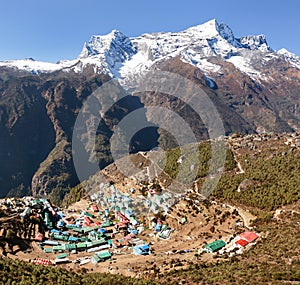 Namche Bazar and mount Kongde, Sagarmatha national park