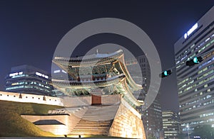 Namdaemun night cityscape Seoul South Korea