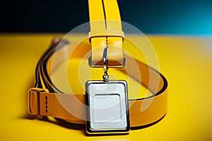 Name badge Yellow cord, empty space, and text for clear identification