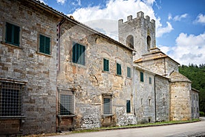 Old medieval abbey Badia a Coltibuono near Gaiole in Chianti, Italy