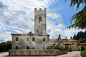 Old medieval abbey Badia a Coltibuono near Gaiole in Chianti, Italy photo