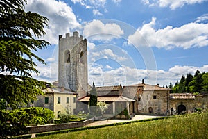 Old medieval abbey Badia a Coltibuono near Gaiole in Chianti, Italy photo