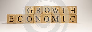 The name Economic Growth was created from wooden letter cubes.