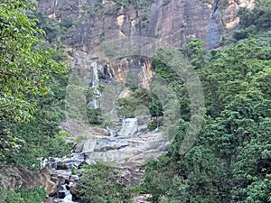 Mountain Rock and Raawanaa Falls in sri lanka photo
