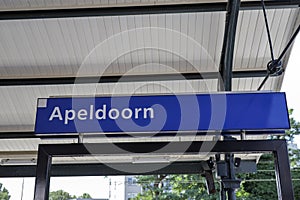 Name sign Apeldoorn at the railway station