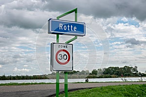 Name sign of Rotte, close to the city of Rotterdam