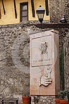 Stone plate for the name of the street in Guanajuato