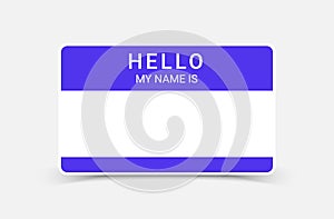 Name tag hello sticker badge. My nametag label vector hello card introduction blank sign photo