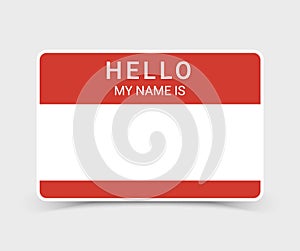 Name tag hello sticker badge. My nametag label vector hello card introduction blank sign