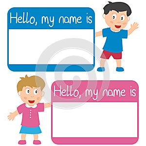 Name Tag with Kids photo