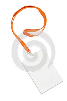 Name Tag With Lanyard on White