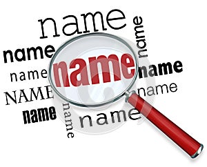 Name Words Under Magnifying Glass Searching Finding People