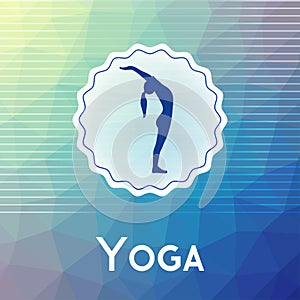 Name of yoga studio on a modern polygonal background.