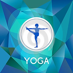 Name of yoga studio on a modern polygonal background.