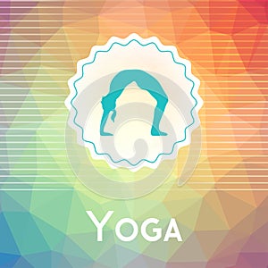 Name of yoga studio on a modern polygonal background.