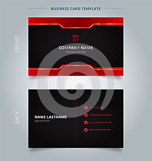 Namecard template technology red and black pattern background.