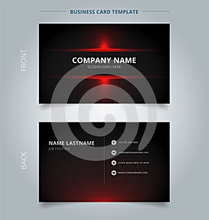 Namecard template technology red and black pattern background.